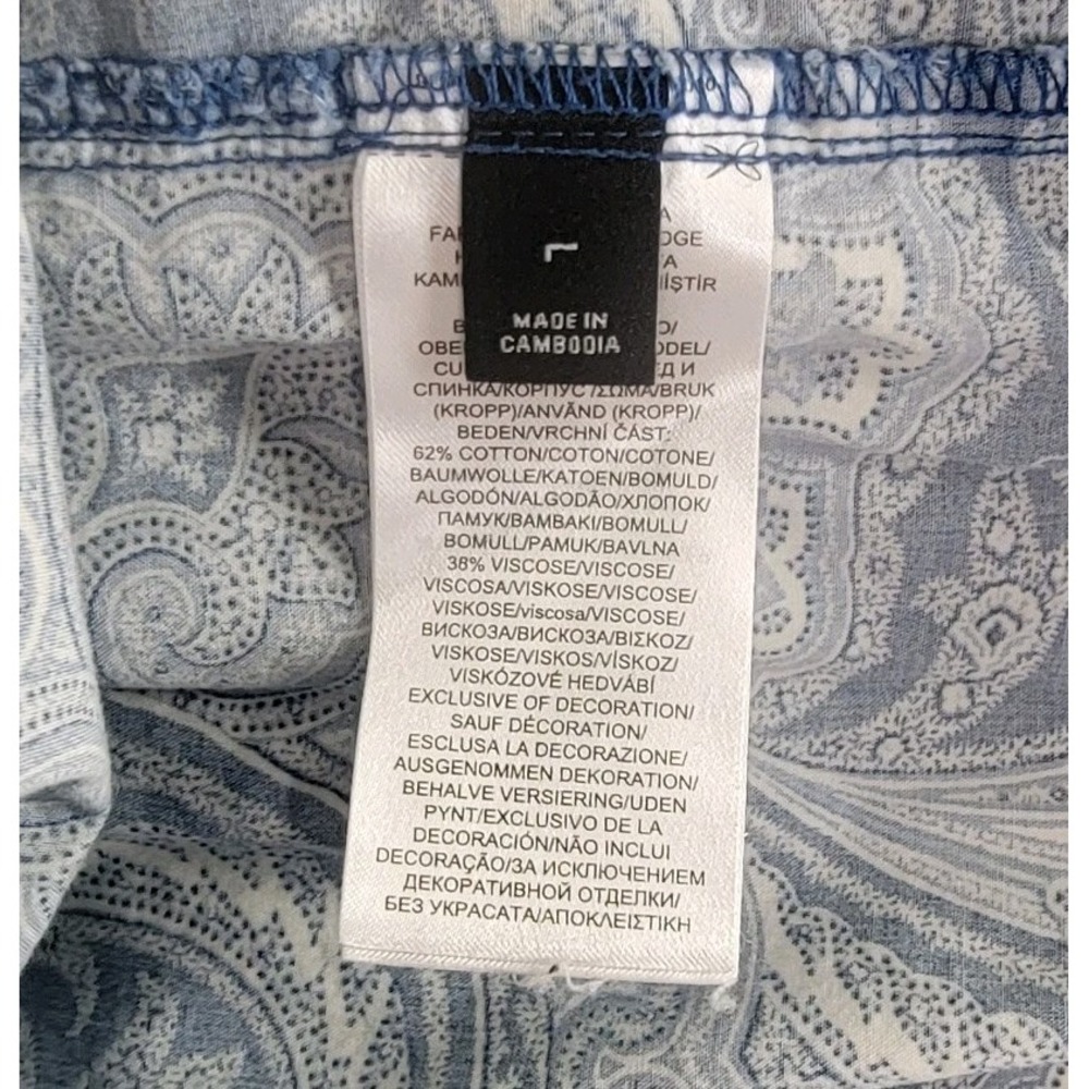 Lauren Ralph Lauren Womens Pajamas 2 Piece Paisley Set Top Pants Size Large Blue - Picture 9 of 14